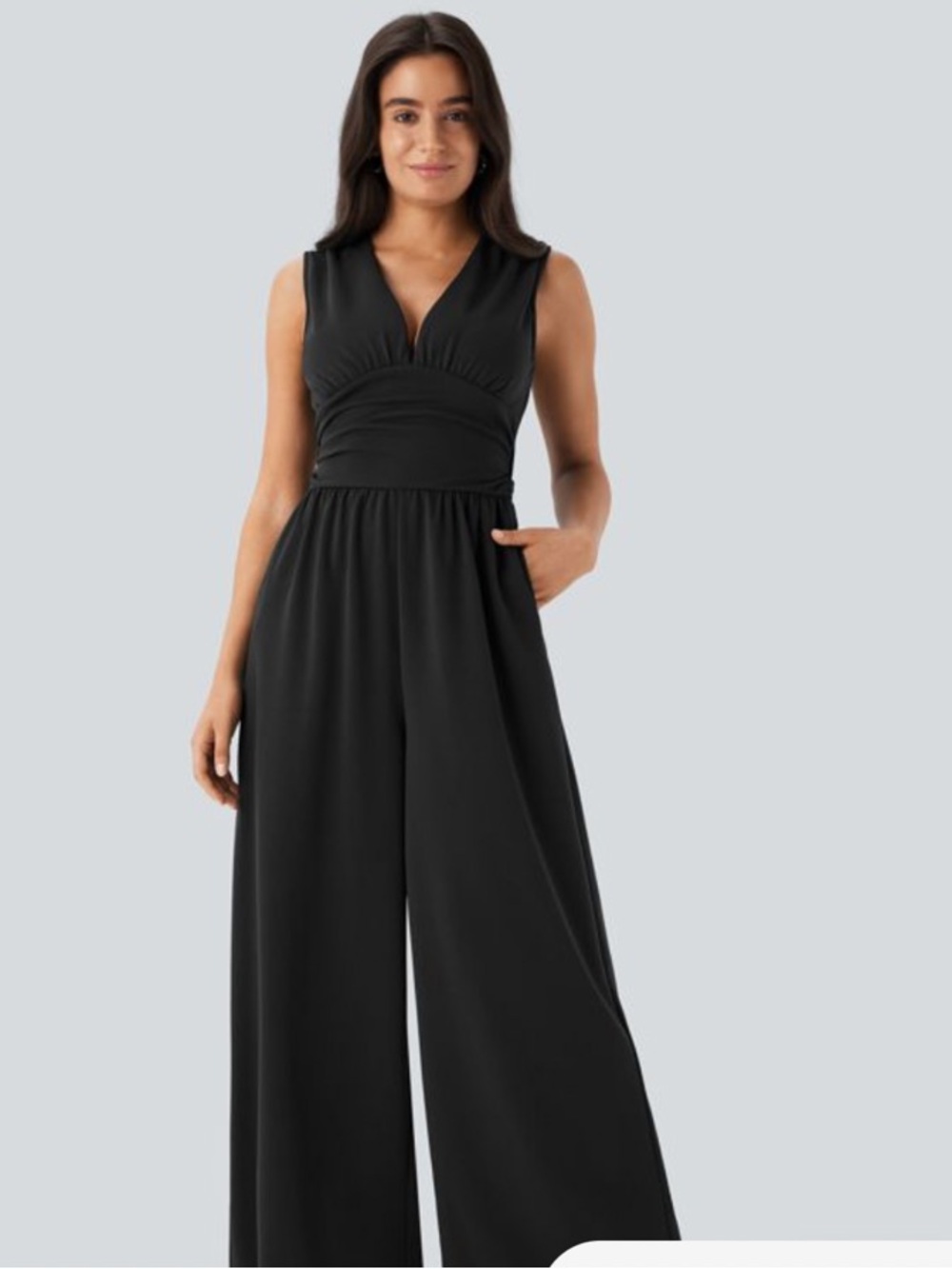 HALARA Black Sleeveless Wide-Leg Jumpsuit